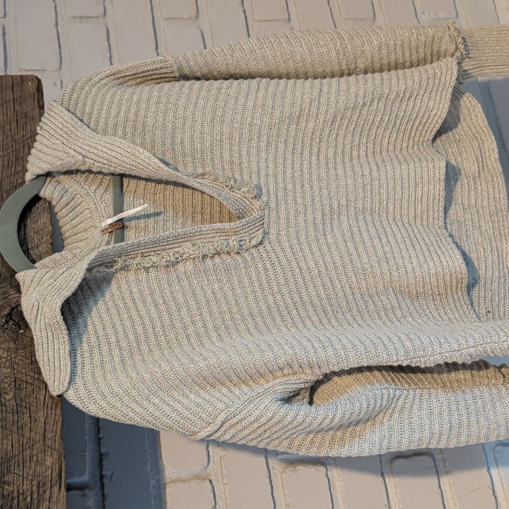 Free People Marlie deep v ribbed sweater in cream - Picture 7 of 9